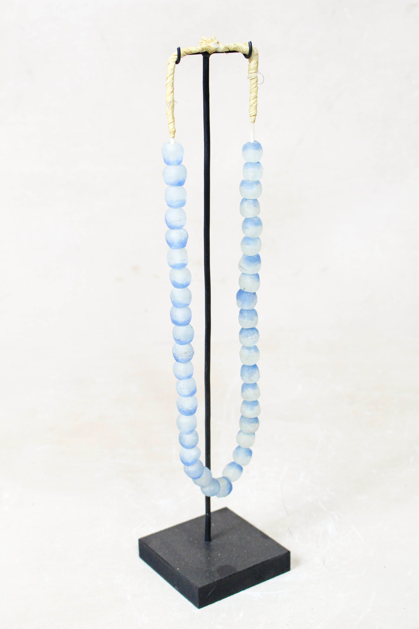 Ghana Glass Beads Necklace, Blue and White - 85.14