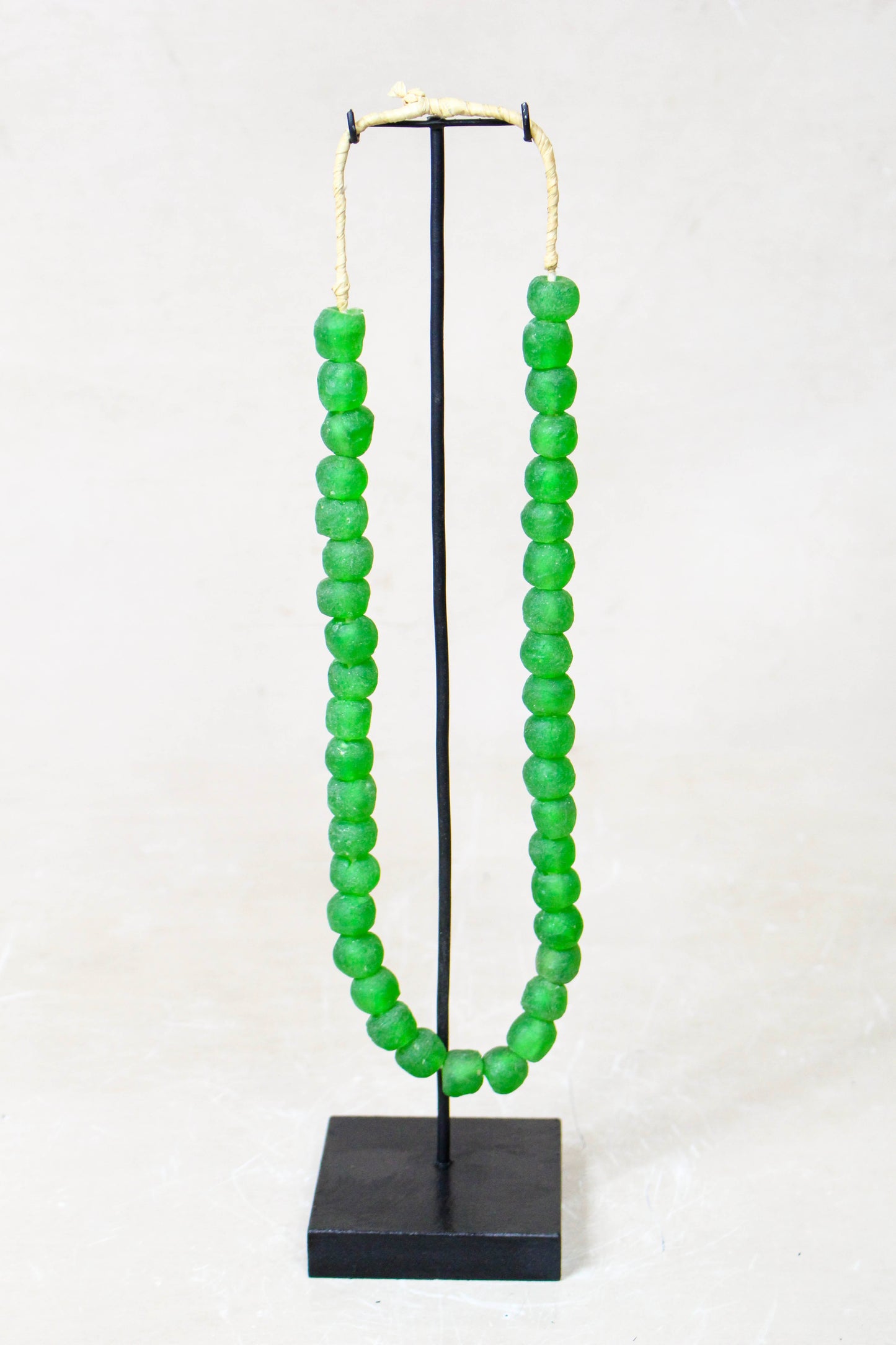 Ghana Glass Beads Necklace, Green - 85.15