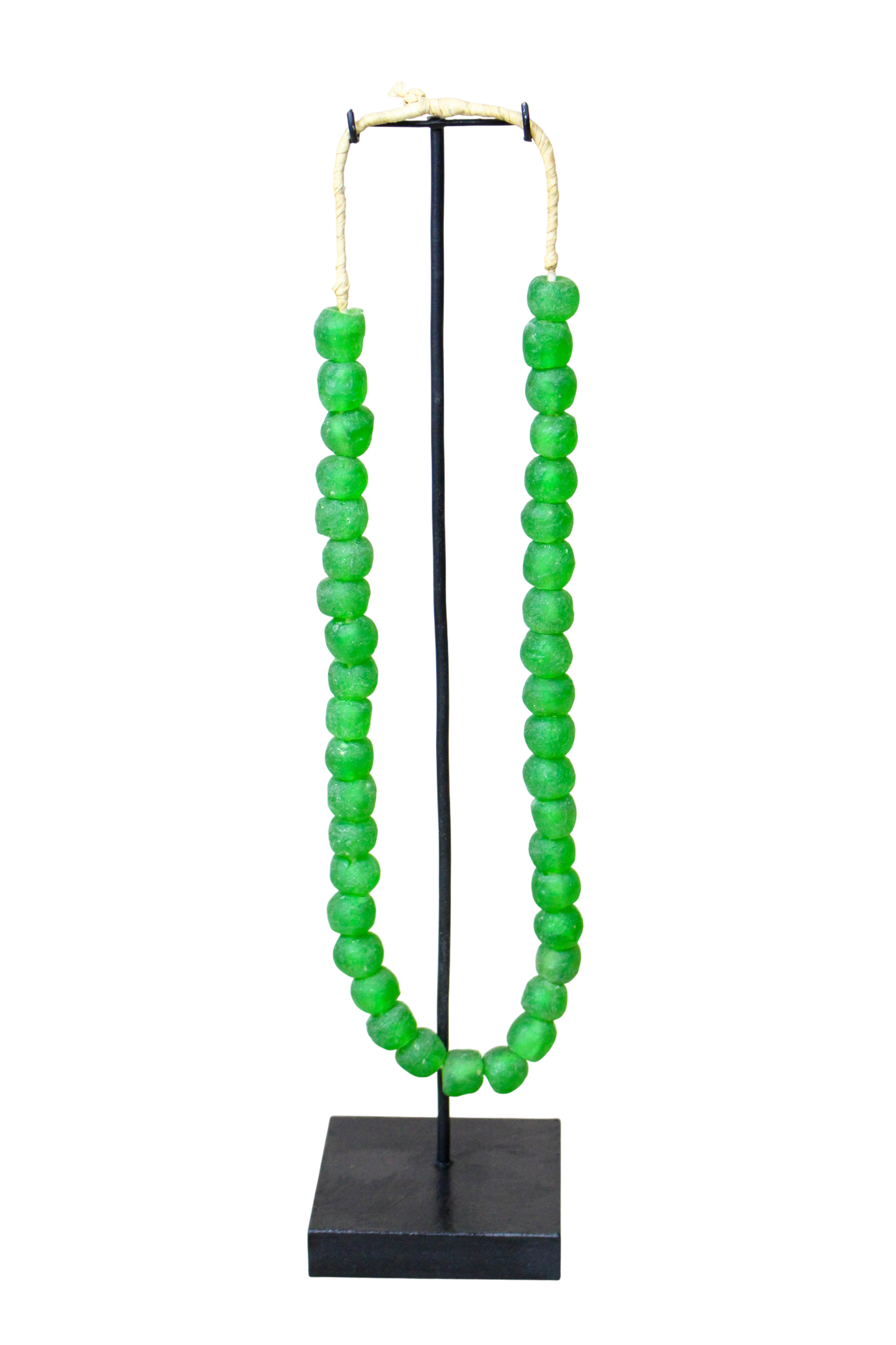 Ghana Glass Beads Necklace, Green - 85.15