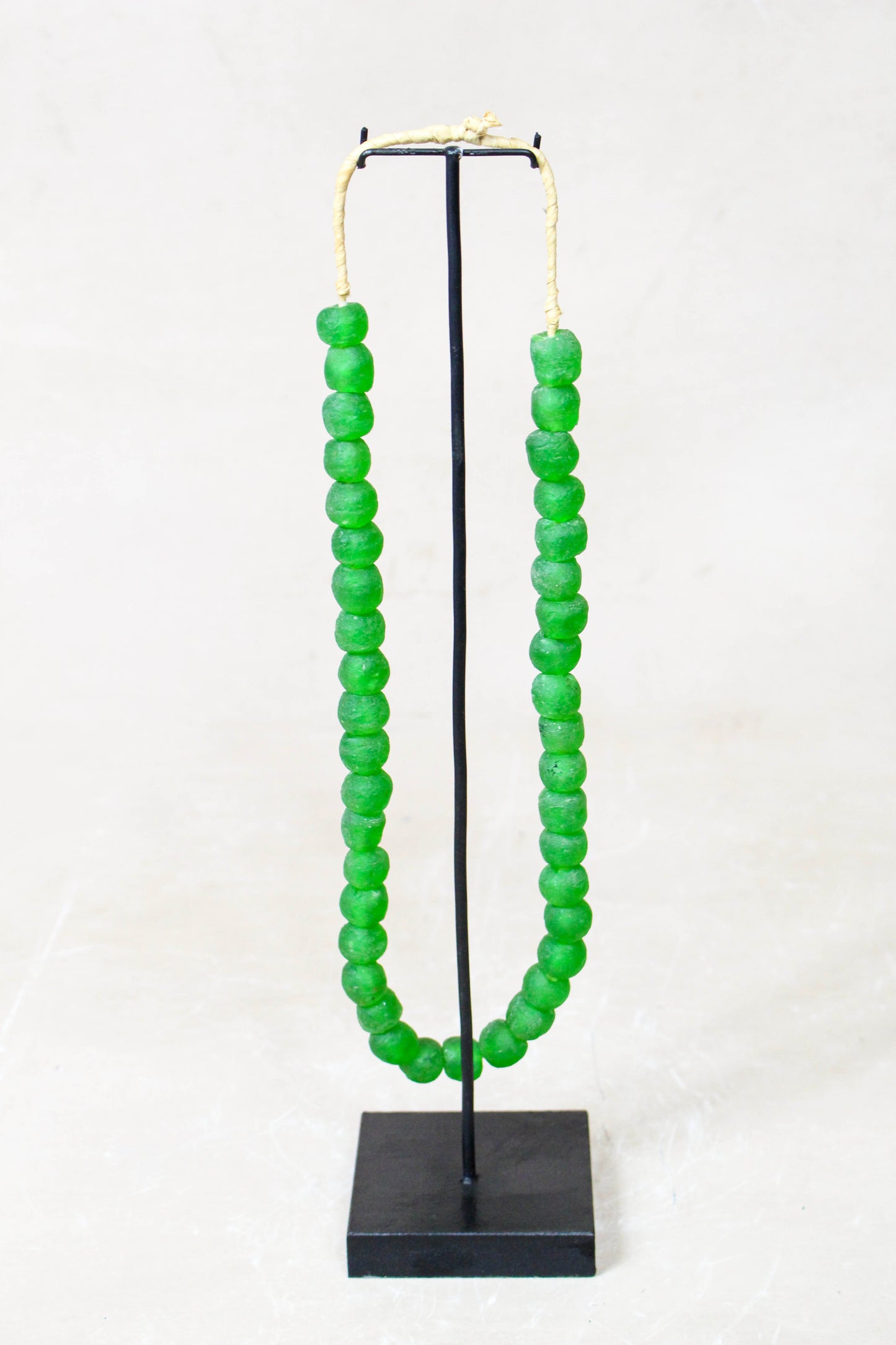 Ghana Glass Beads Necklace, Green - 85.15