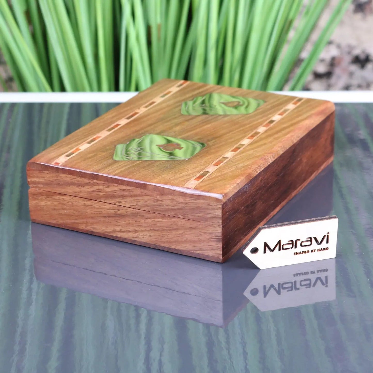 Begunia Double Wooden Playing Card Box With Playing Cards