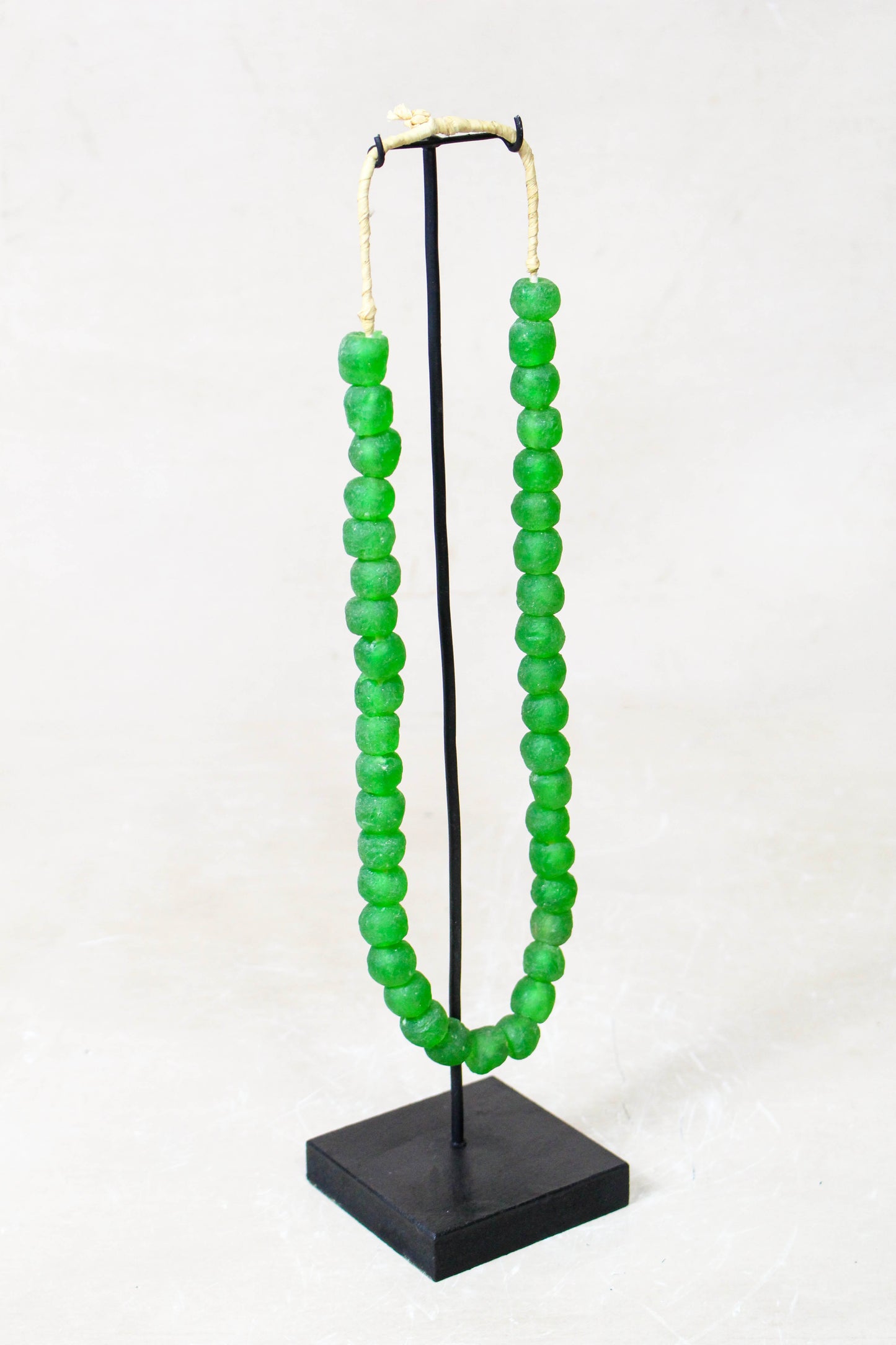 Ghana Glass Beads Necklace, Green - 85.15
