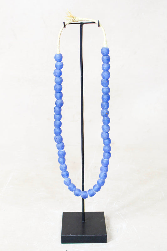 Ghana Glass Beads Necklace, Blue - 85.17