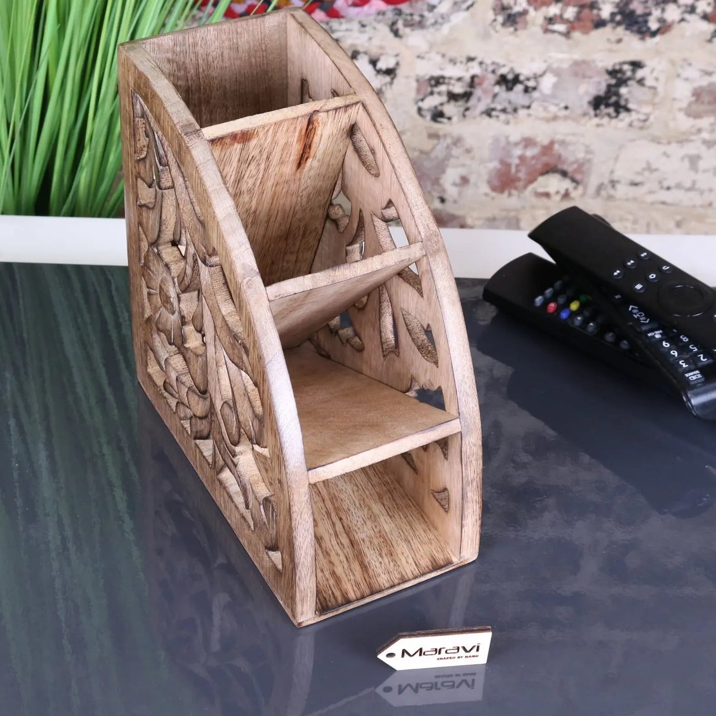 Yanam Wooden Remote Control Holder