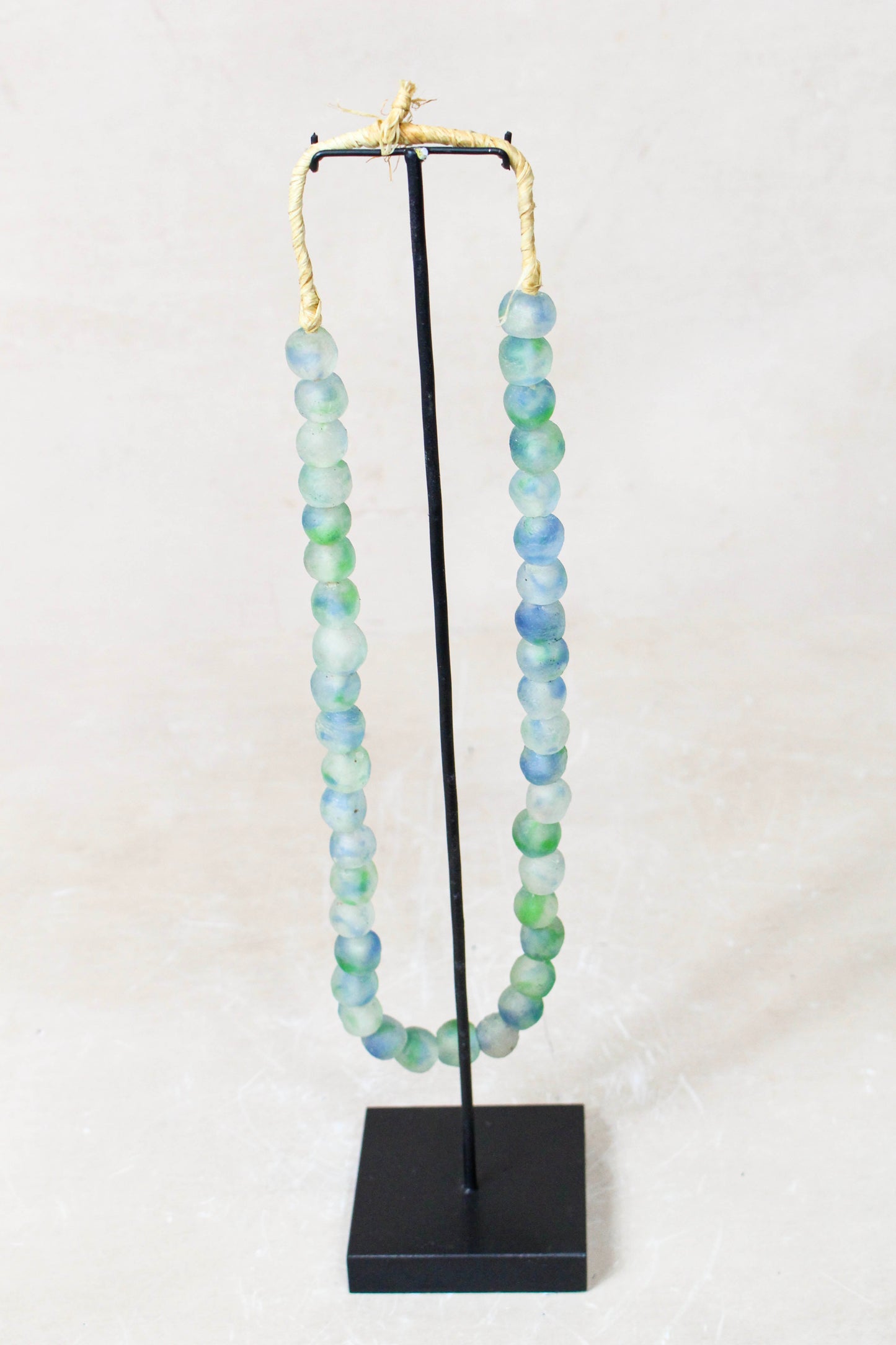 Ghana Glass Beads Necklace, Green White and Blue - 85.18