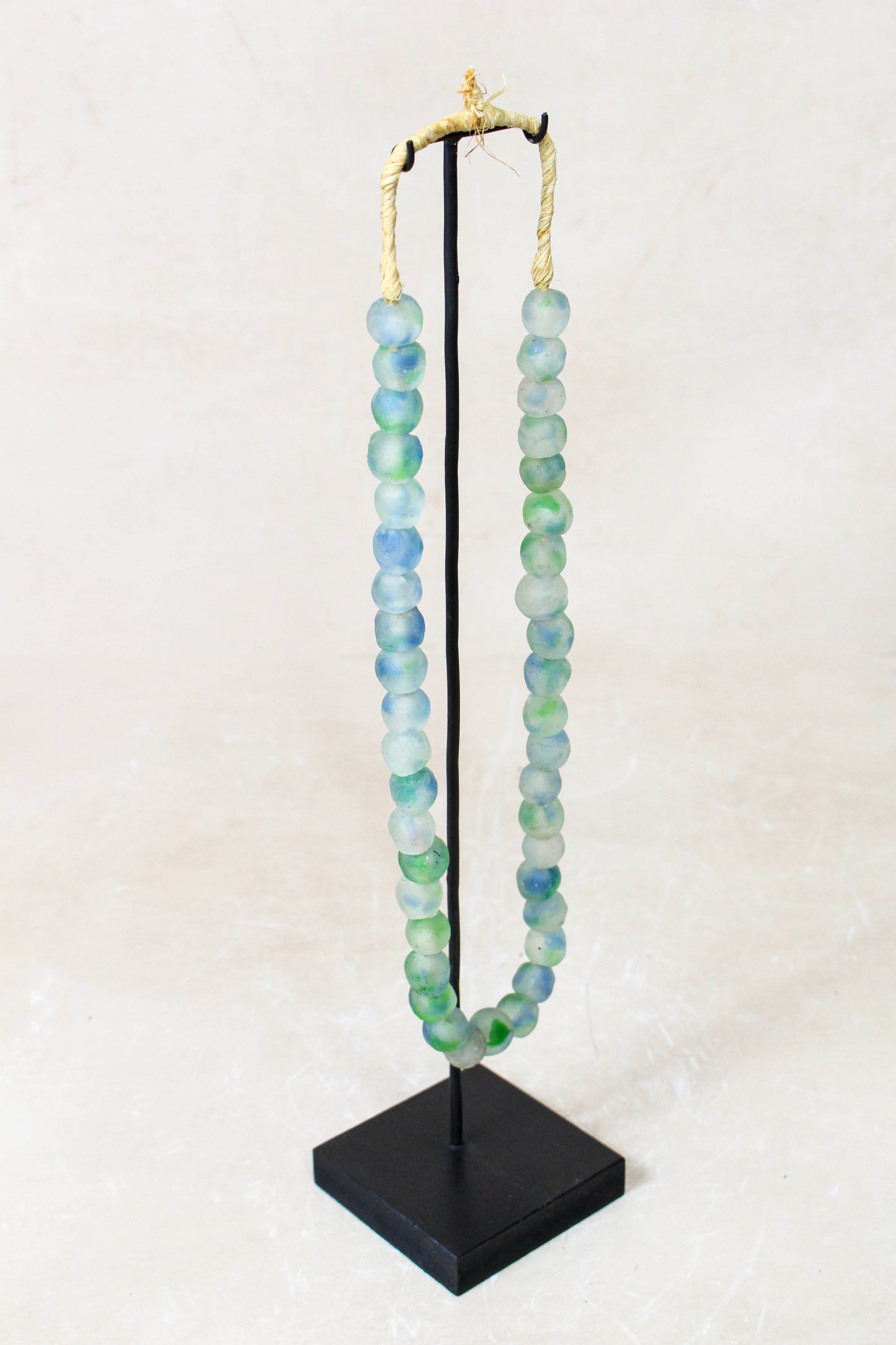 Ghana Glass Beads Necklace, Green White and Blue - 85.18