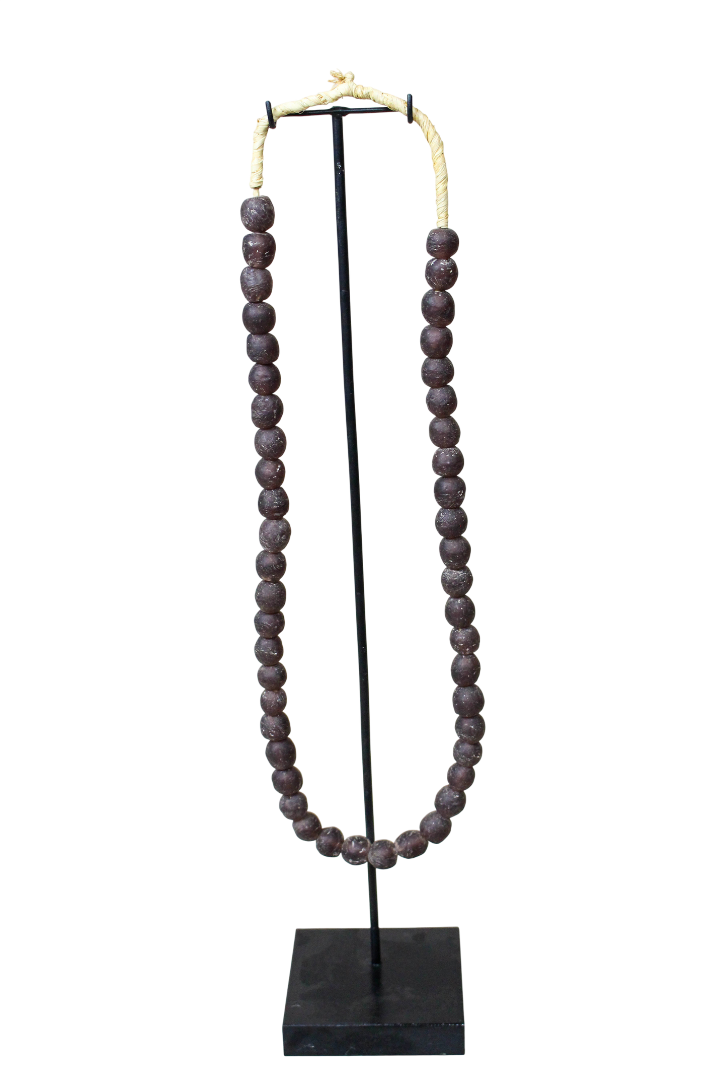 Ghana Glass Beads Necklace, Dark Brown - 85.19