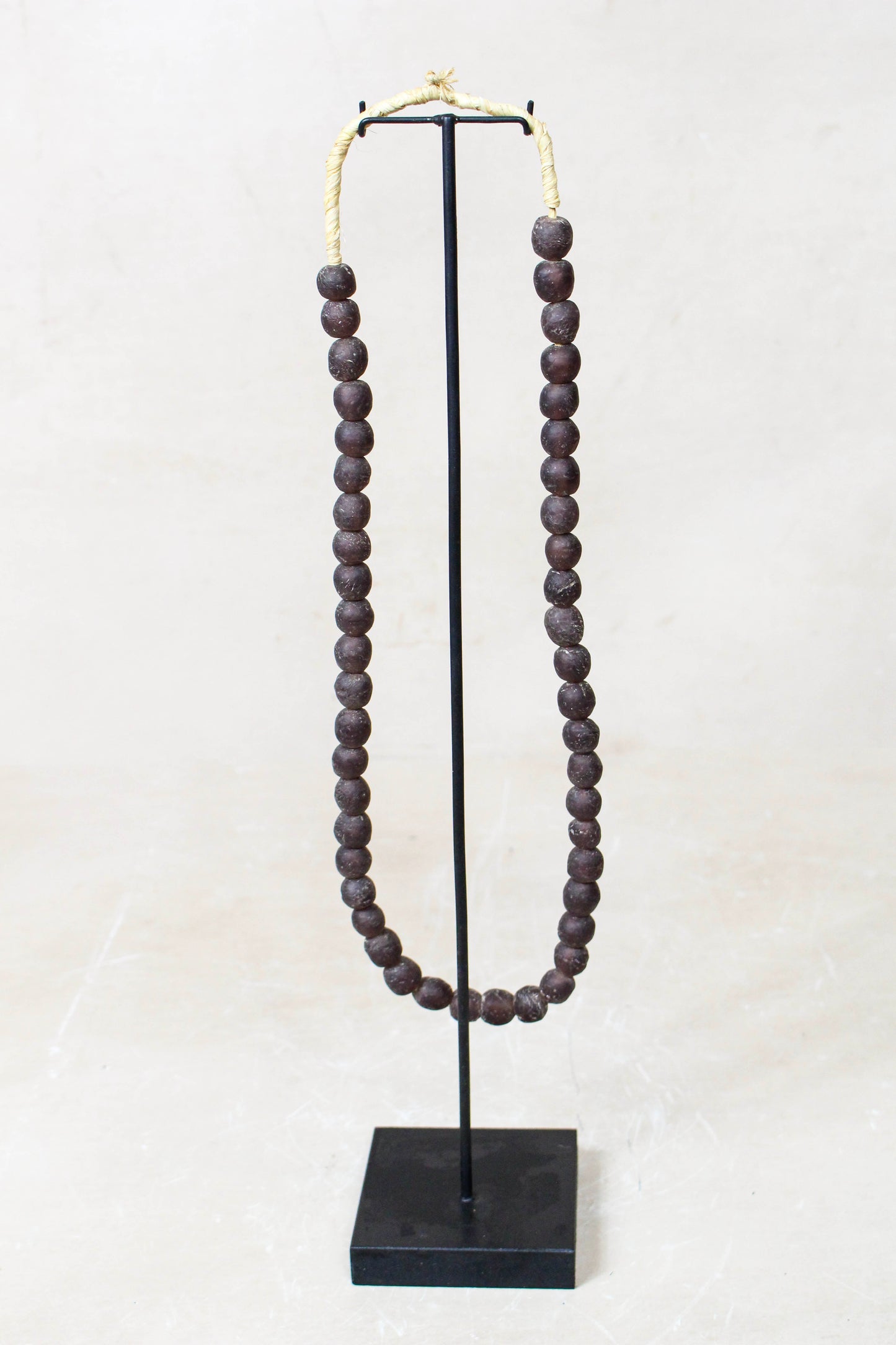 Ghana Glass Beads Necklace, Dark Brown - 85.19