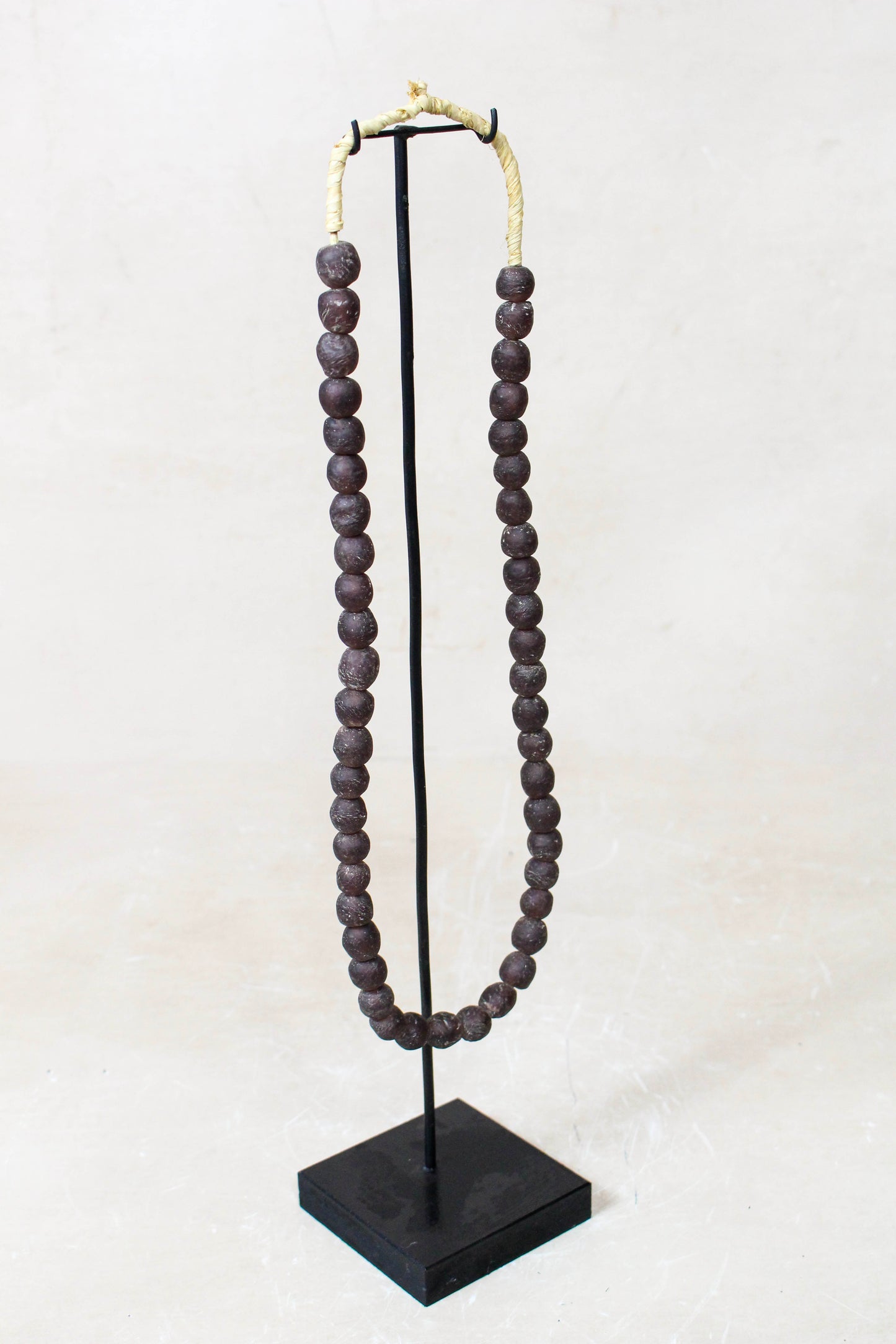 Ghana Glass Beads Necklace, Dark Brown - 85.19