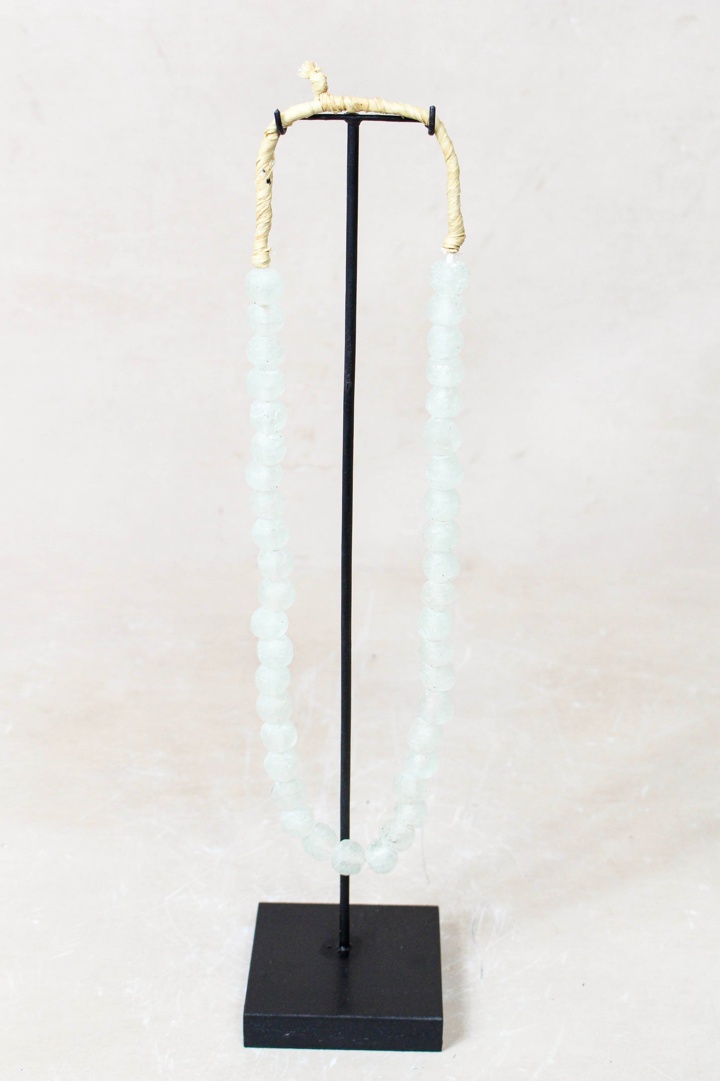 Ghana Glass Beads Necklace, White - 85.21