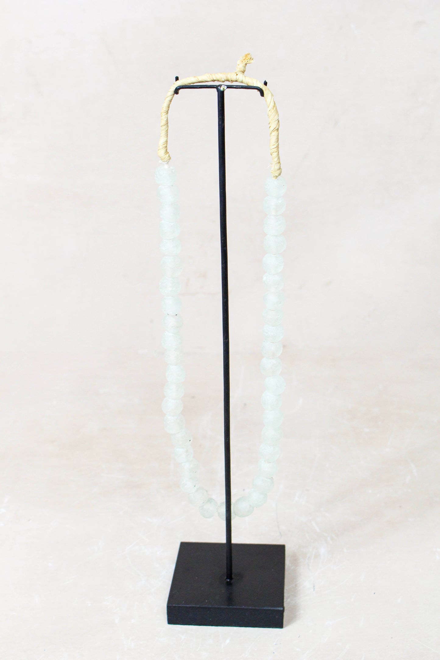 Ghana Glass Beads Necklace, White - 85.21
