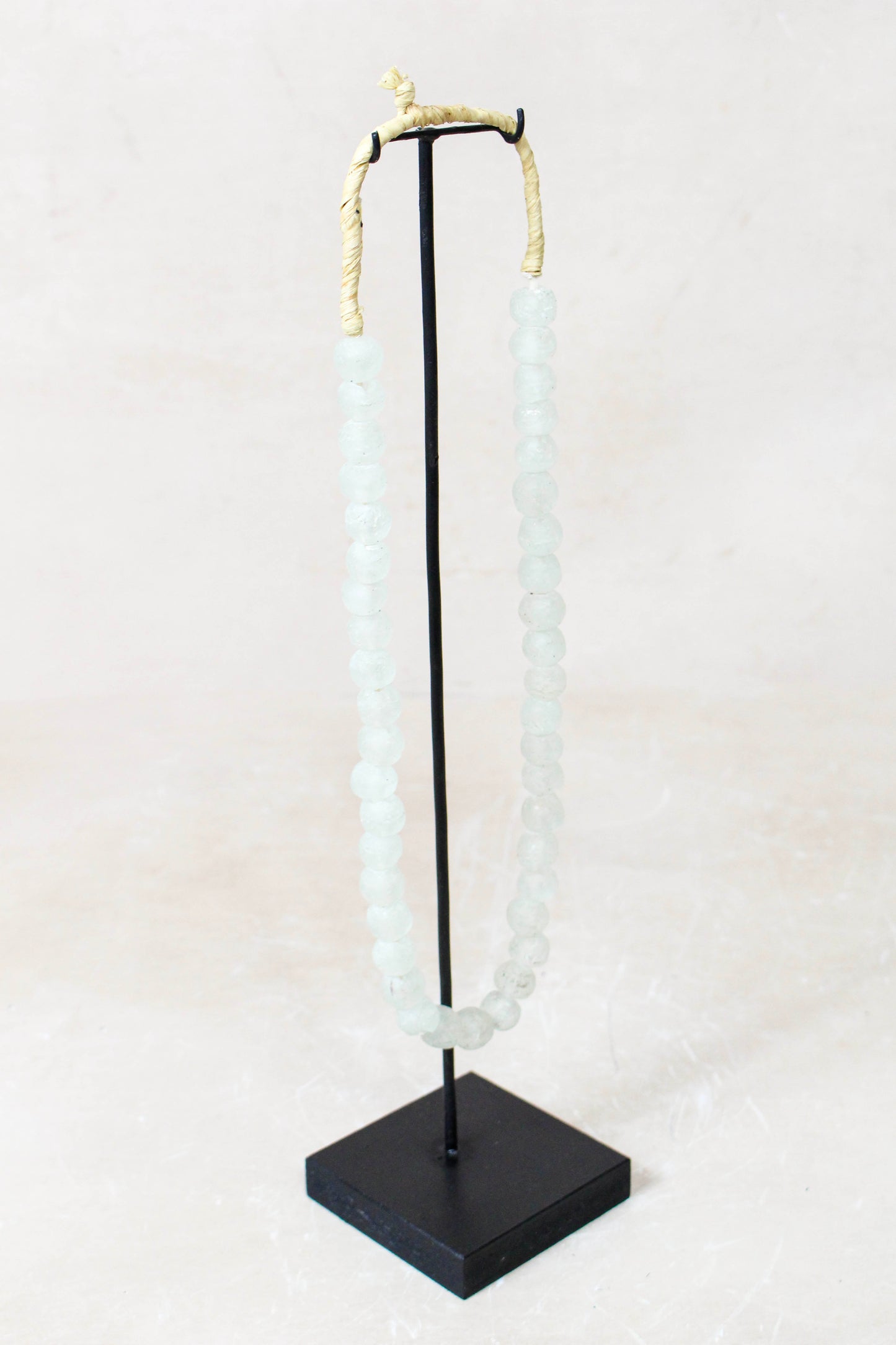 Ghana Glass Beads Necklace, White - 85.21