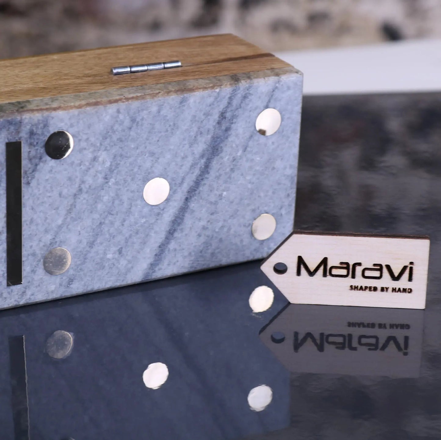 Osian Marble Lid Luxury Dominoes Set