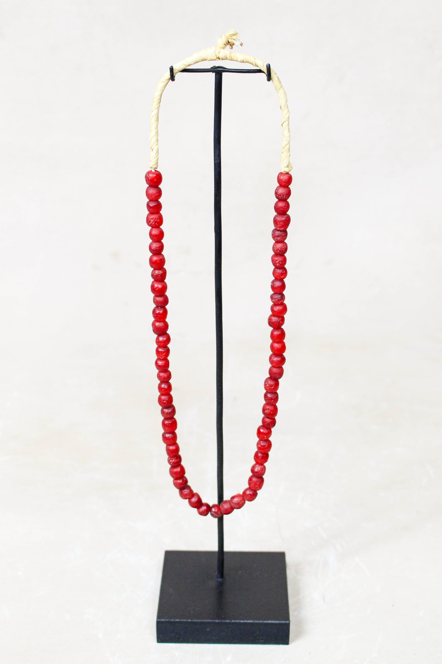 Ghana Glass Beads Necklace, White - 85.22