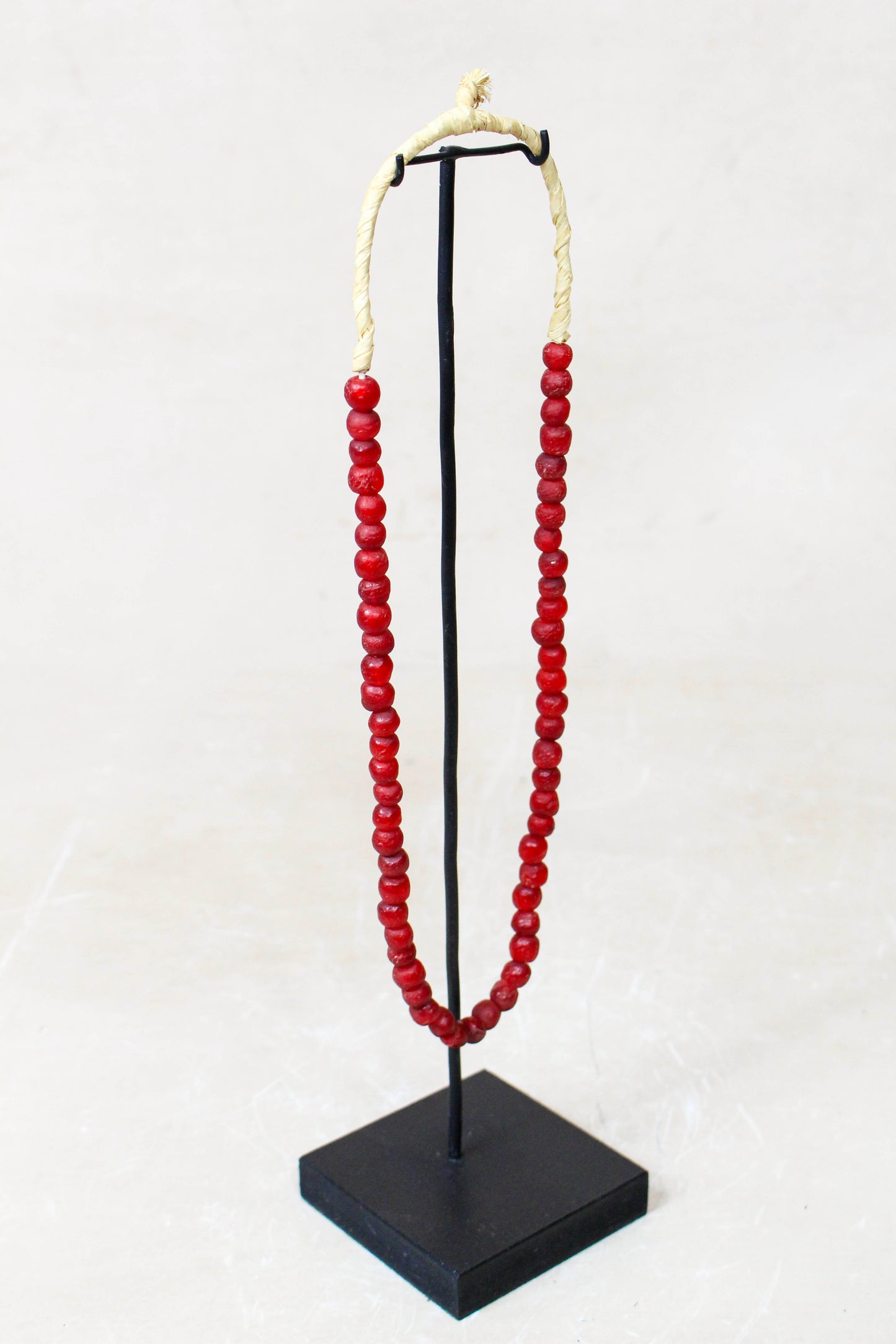 Ghana Glass Beads Necklace, White - 85.22