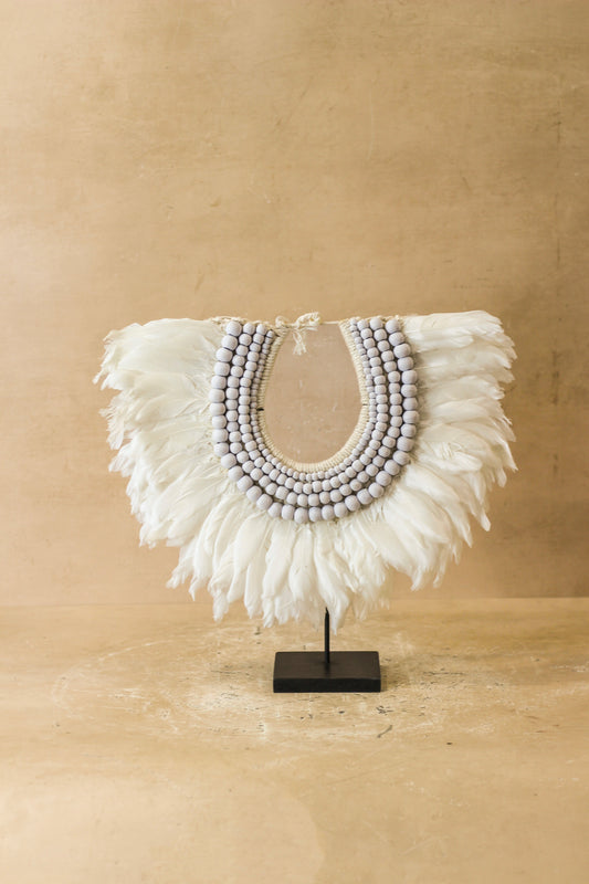 Handmade Feathers and Beads Necklace - 22.6