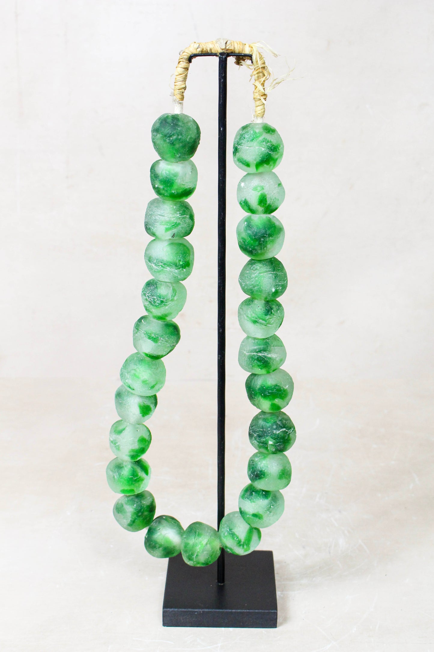 Ghana Glass Beads Necklace, White and Brown - 85.26