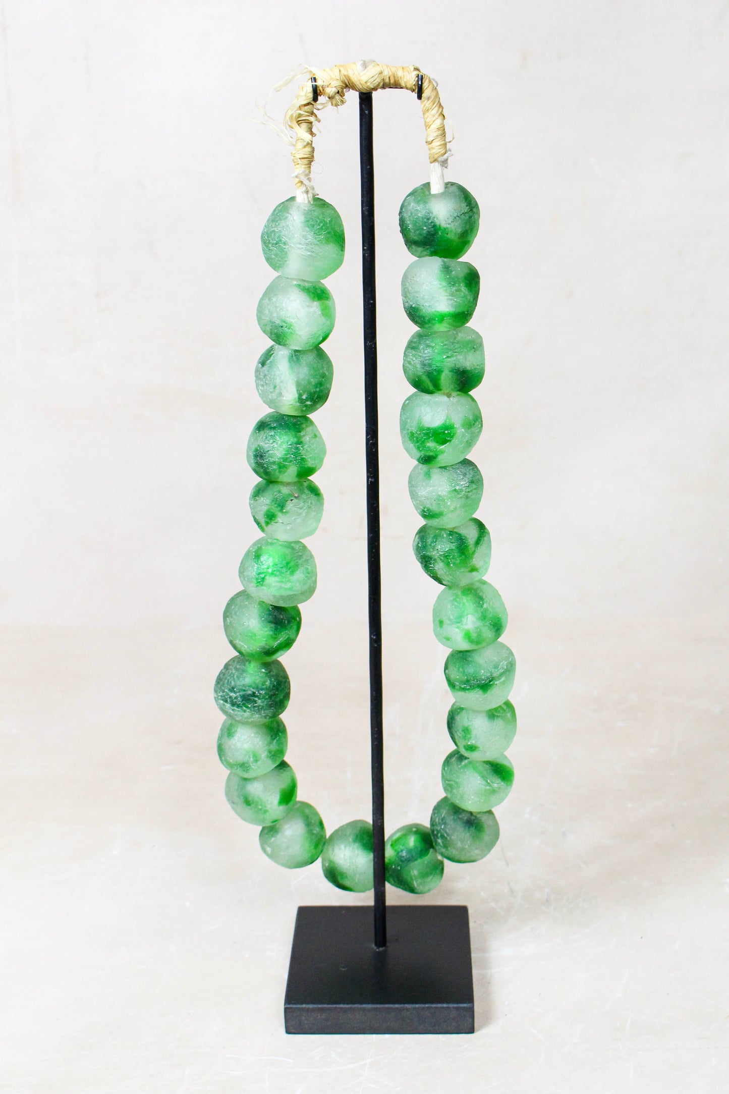 Ghana Glass Beads Necklace, White and Brown - 85.26