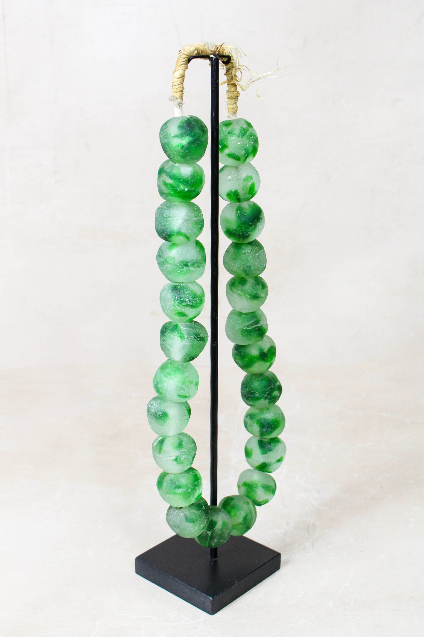 Ghana Glass Beads Necklace, White and Brown - 85.26