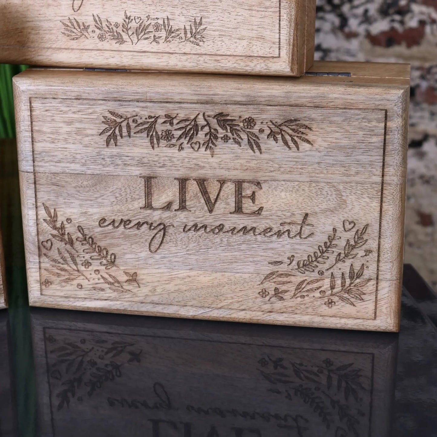 Noakh Live Laugh and Love Wooden Storage Boxes with Lids