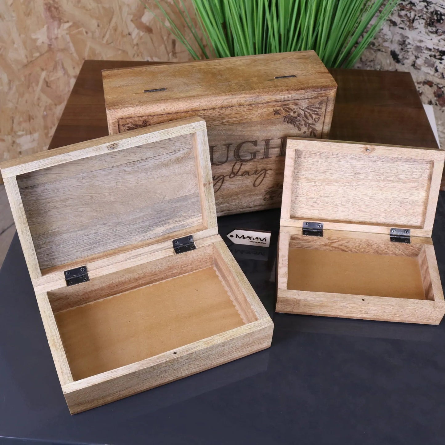 Noakh Live Laugh and Love Wooden Storage Boxes with Lids