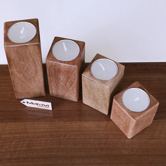 Bure Wooden Tea Light Holders Set of 4