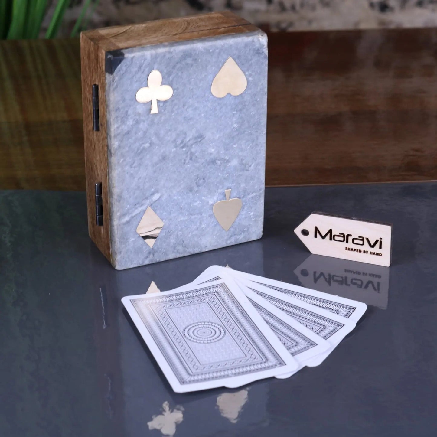 Osian Marble Lid Playing Card Box