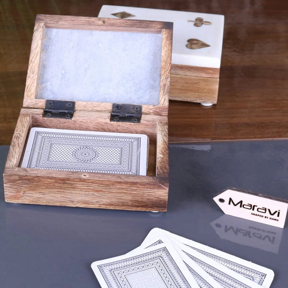 Osian Marble Lid Playing Card Box