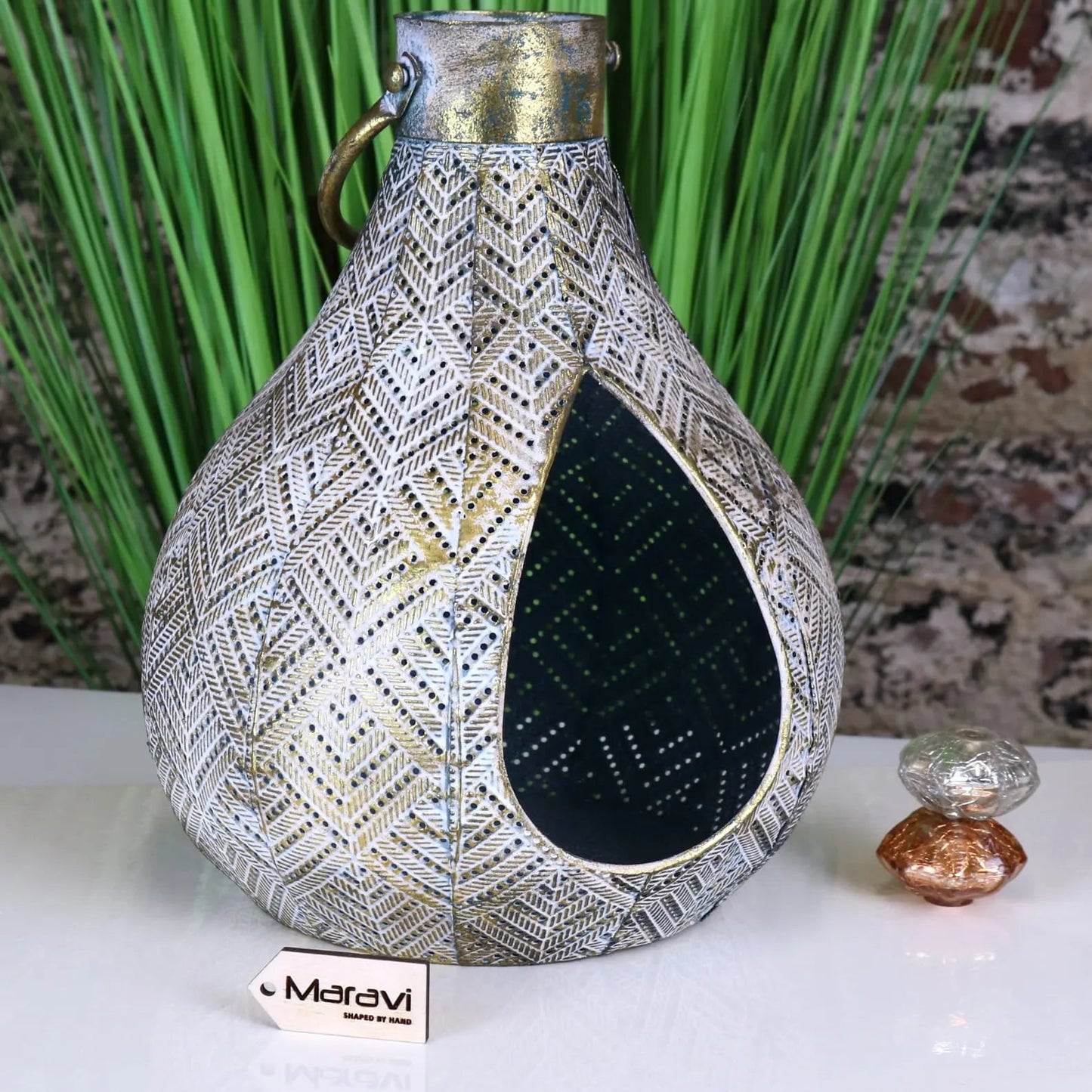 Khapri Moroccan Lantern Antiqued Gold