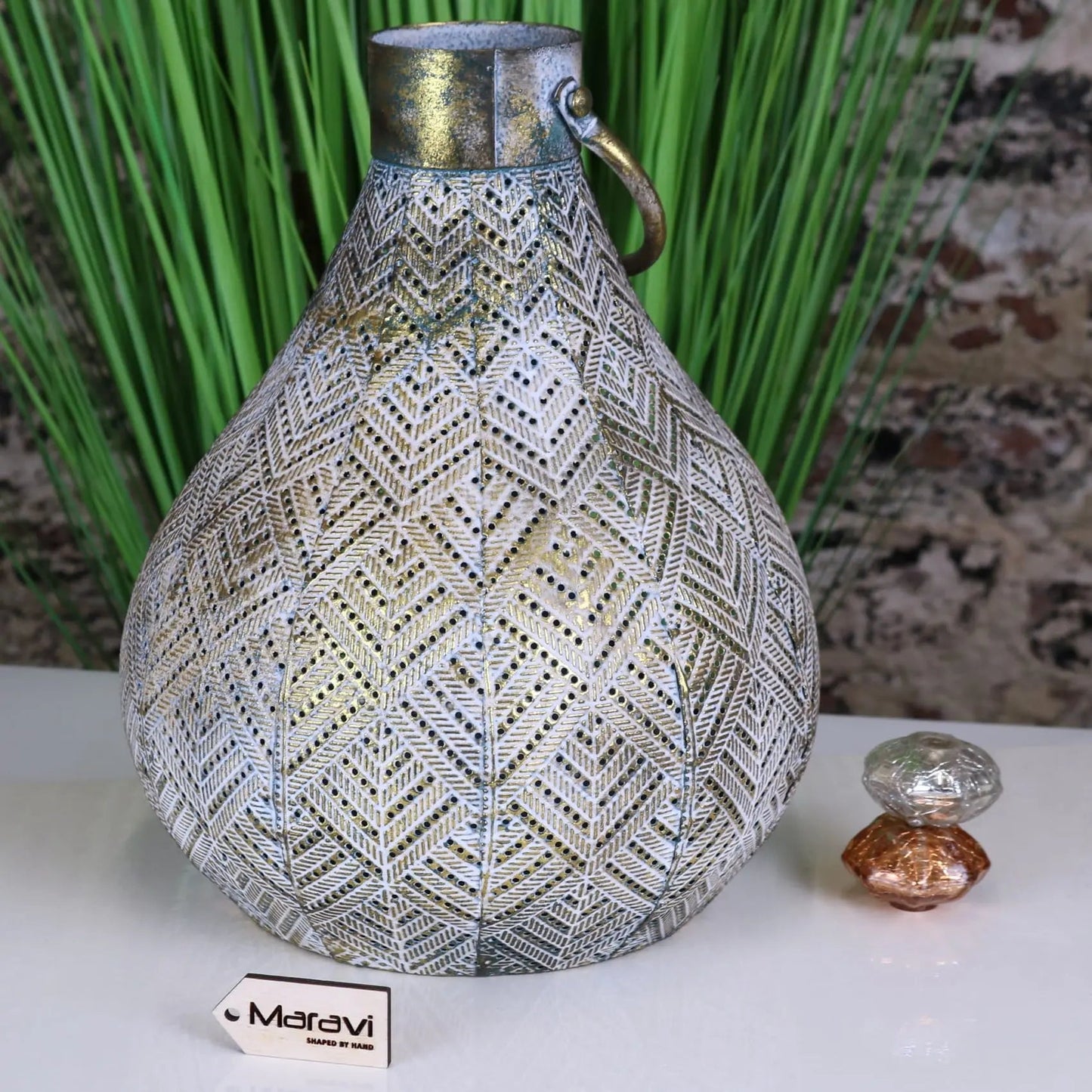 Khapri Moroccan Lantern Antiqued Gold