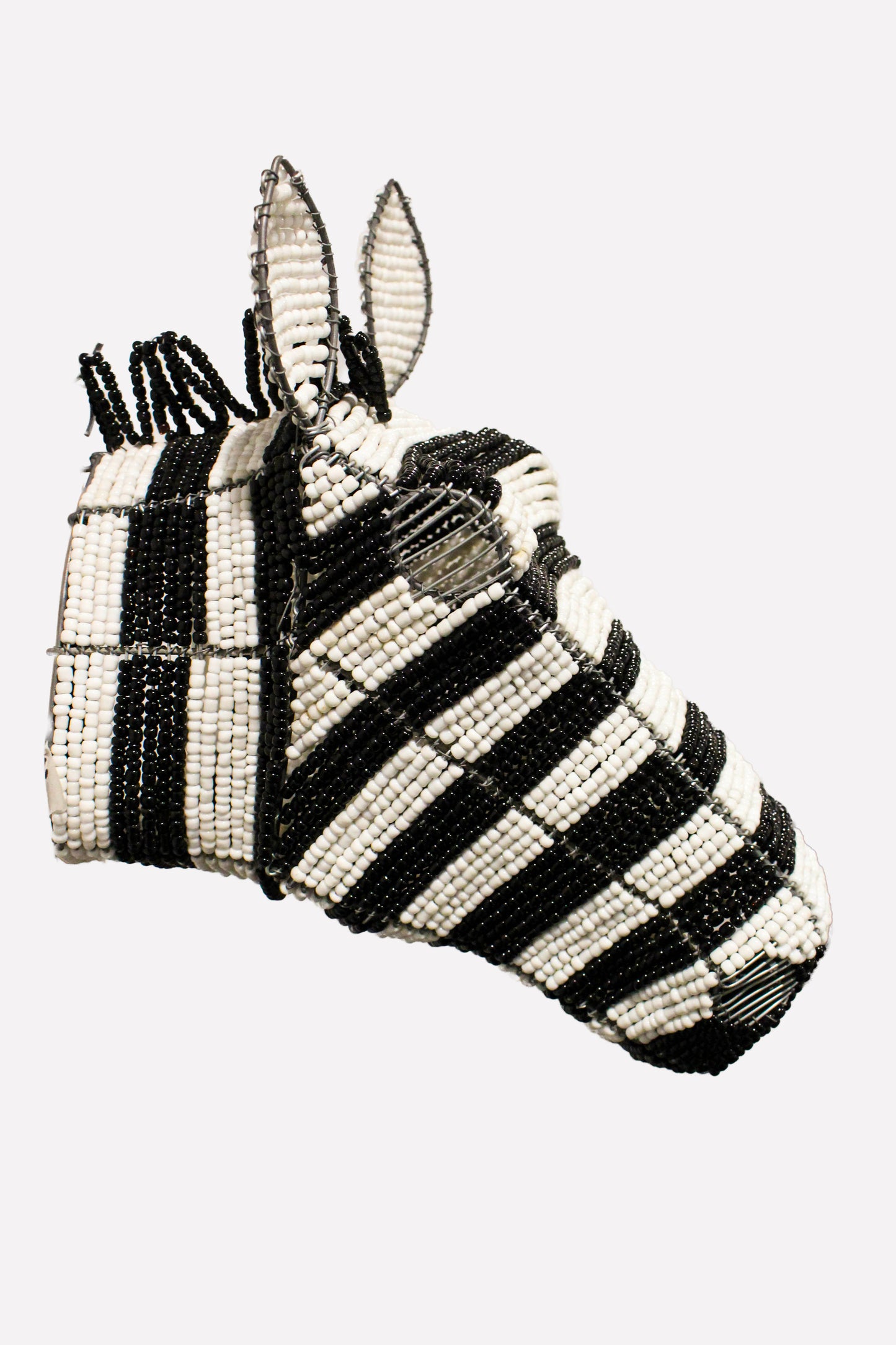 Beaded Zebra Wall Sculpture - 17.7
