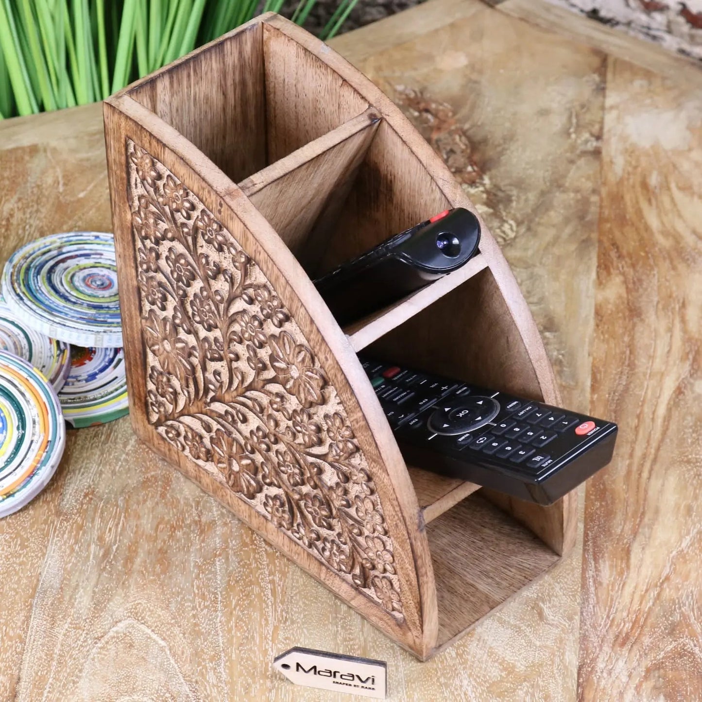 Aundh Wooden Remote Control Holder