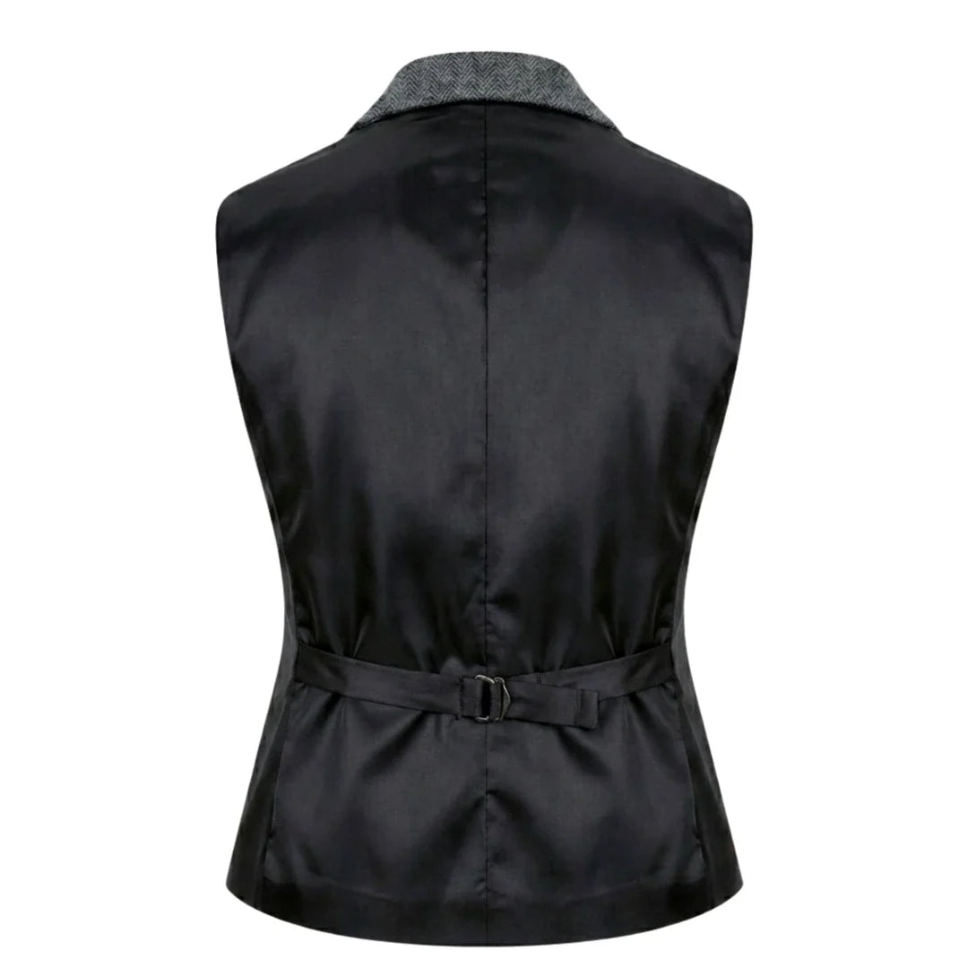 IMW-03 - Women's Grey Tweed Herringbone Blazer Waistcoat