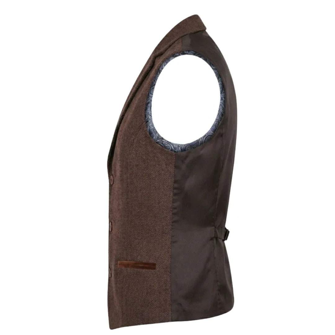 IMW-04 - Women's Brown Tweed Herringbone Blazer Waistcoat