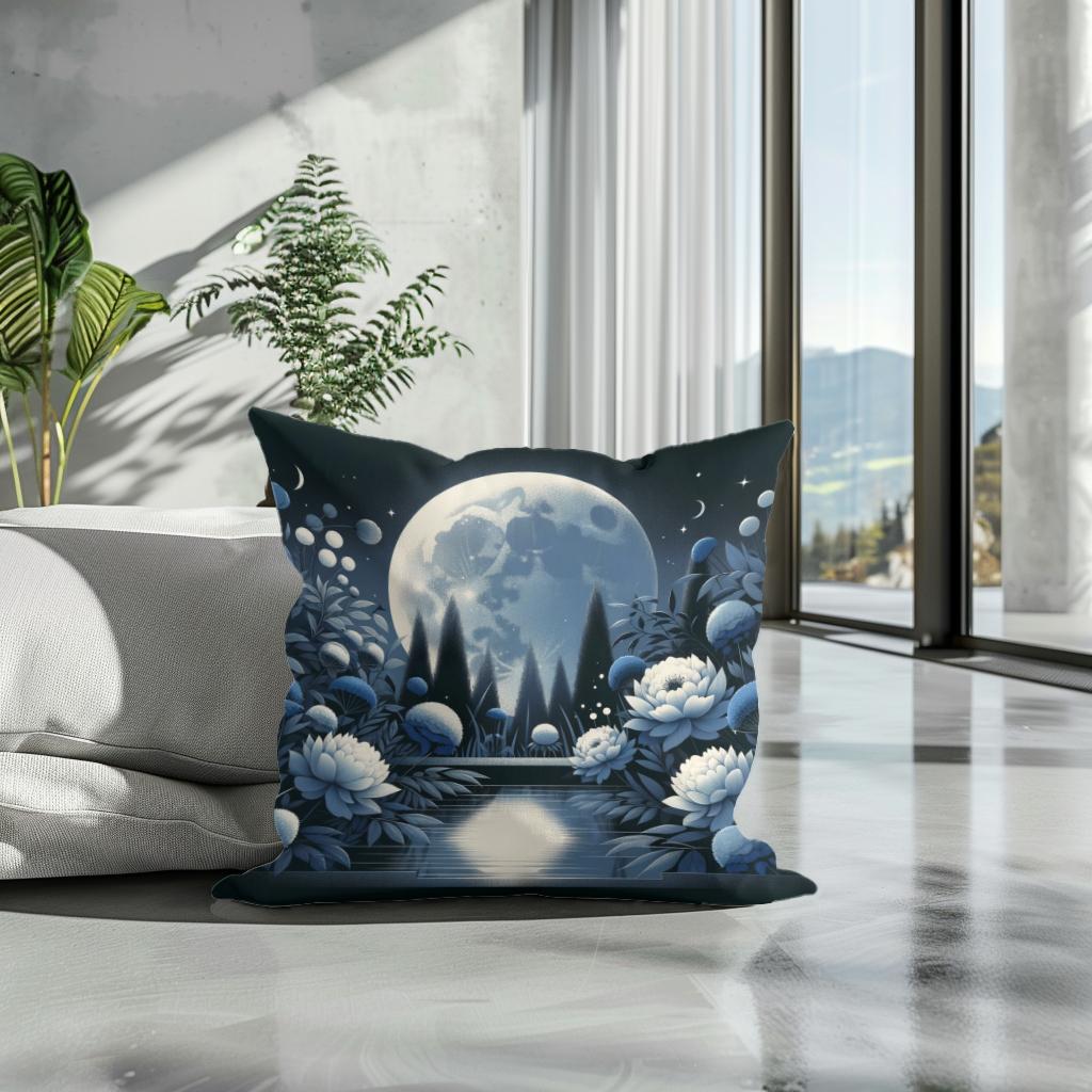 Moonlit Blossom Cotton Cushion