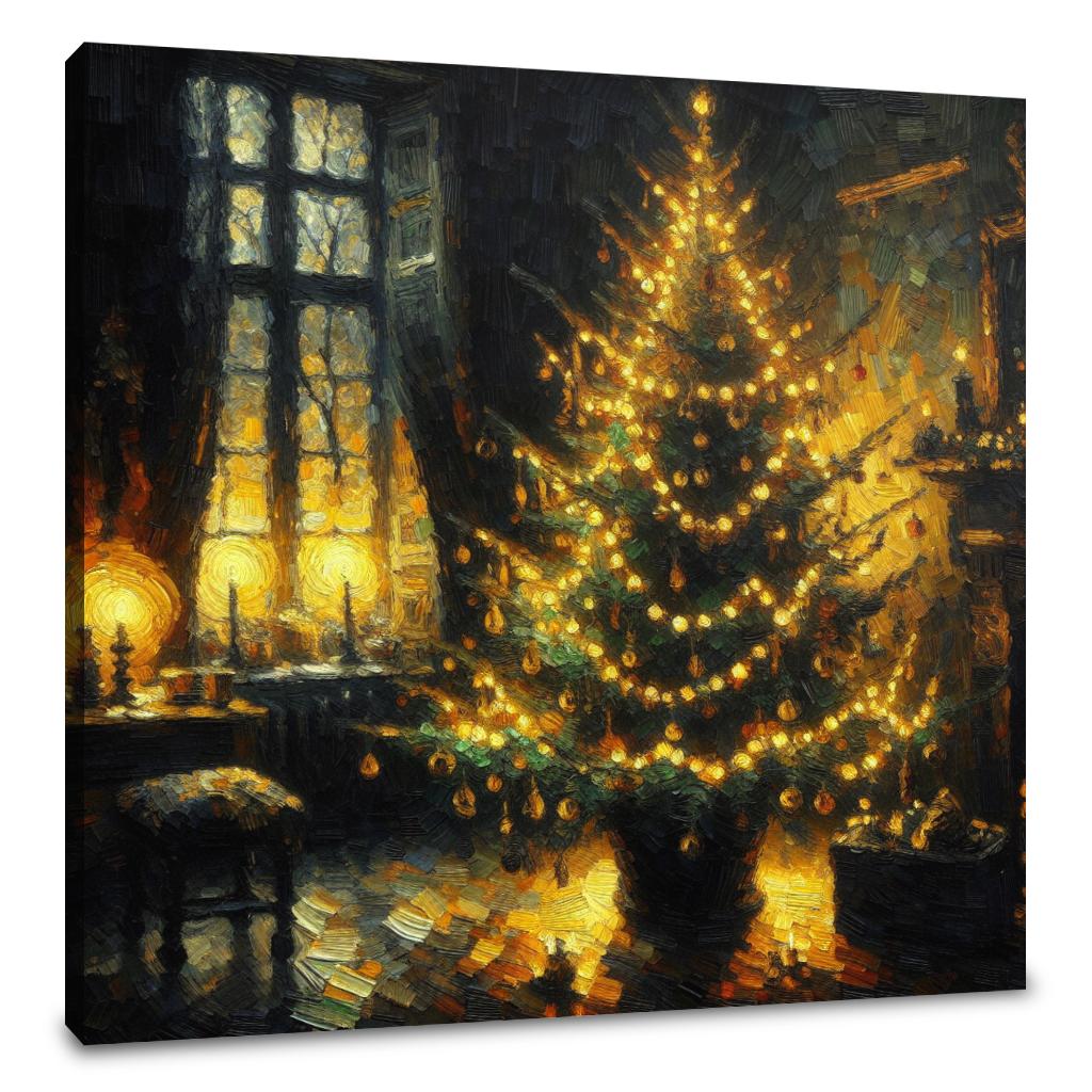 Golden Yuletide Nostalgia Canvas