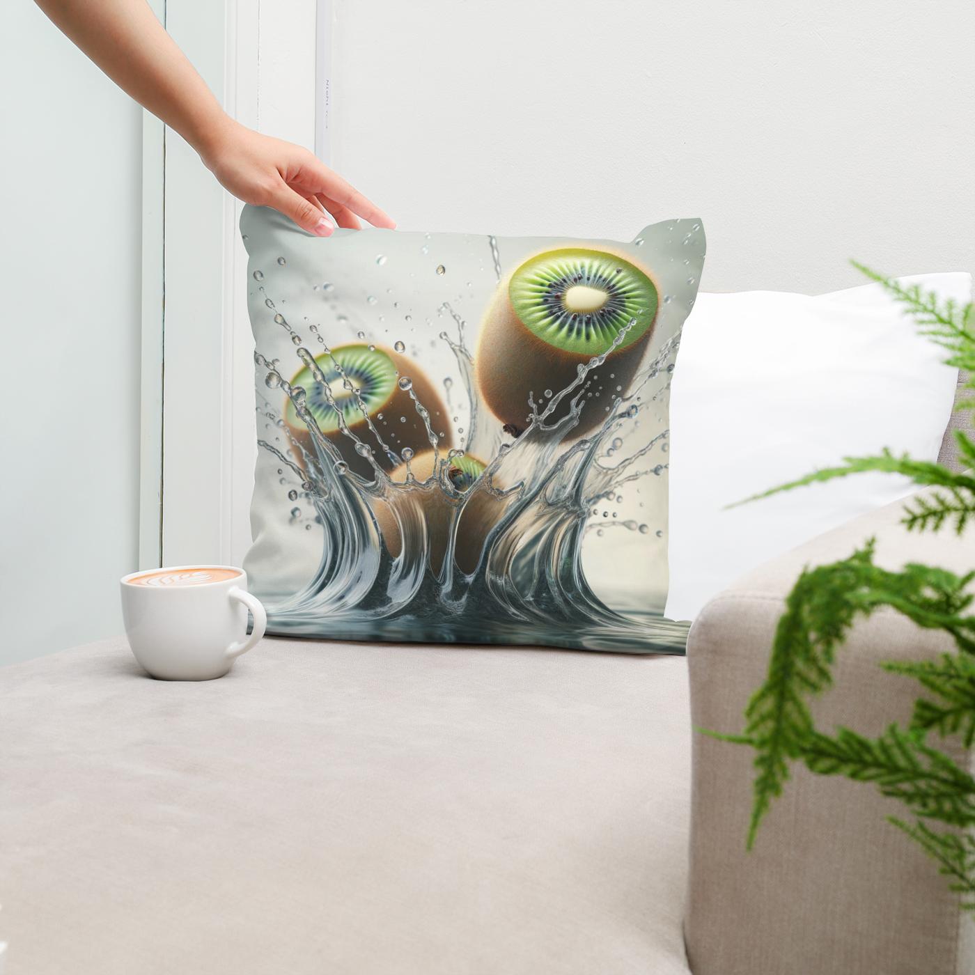 Kiwi Splash Elegance Cotton Cushion