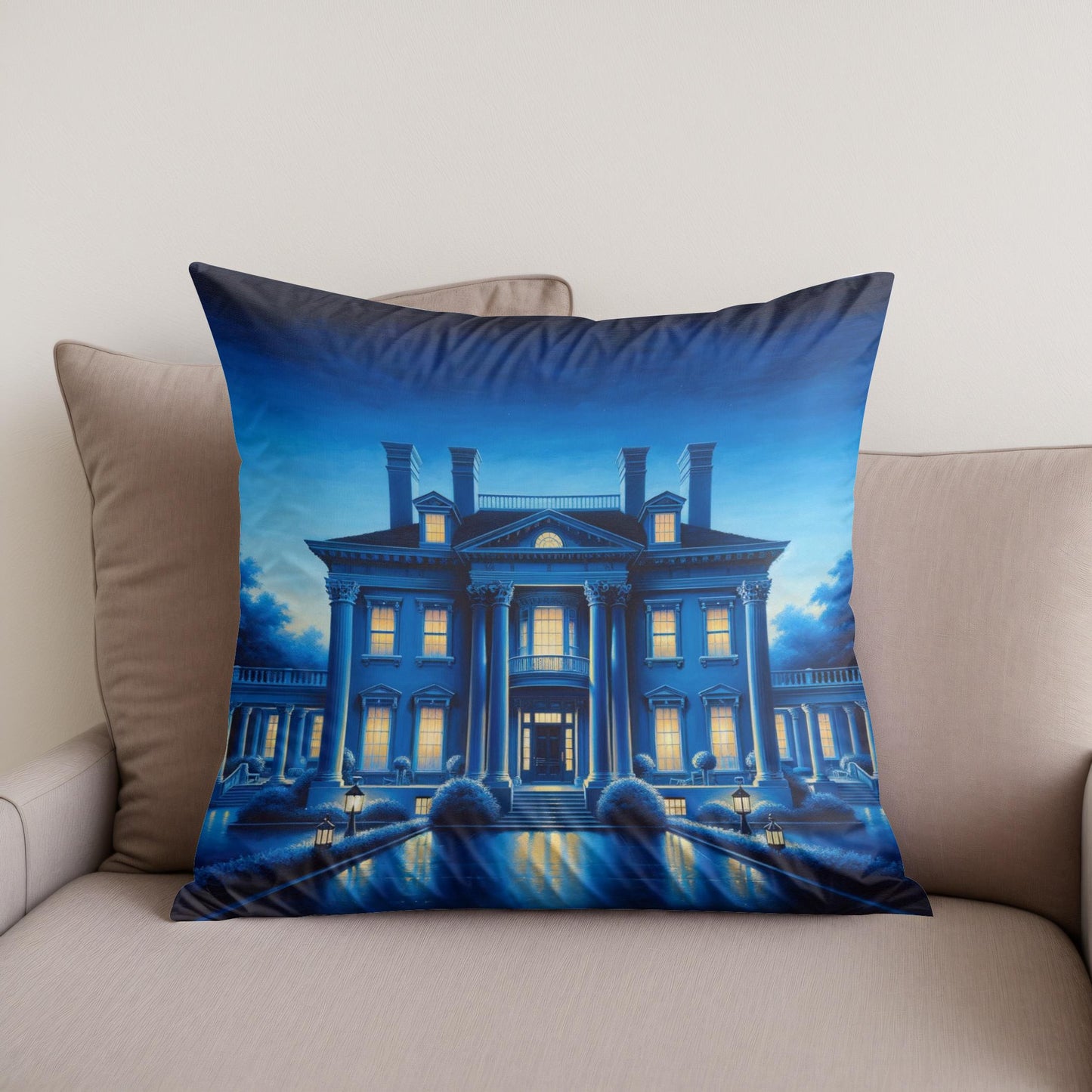 Twilight Grace Mansion Cotton Cushion