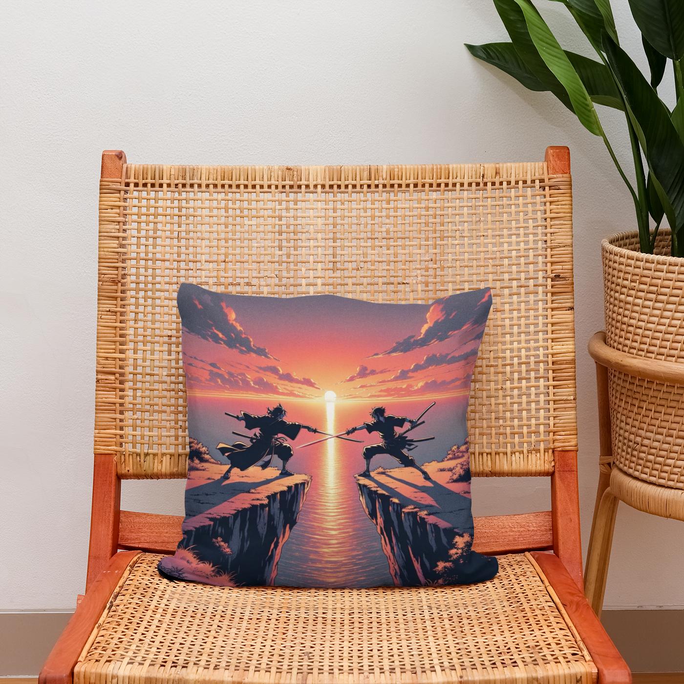 Sunset Sword Duel Cotton Cushion