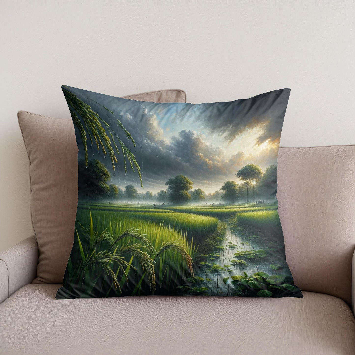 Monsoon Over Bengal Cotton Cushion