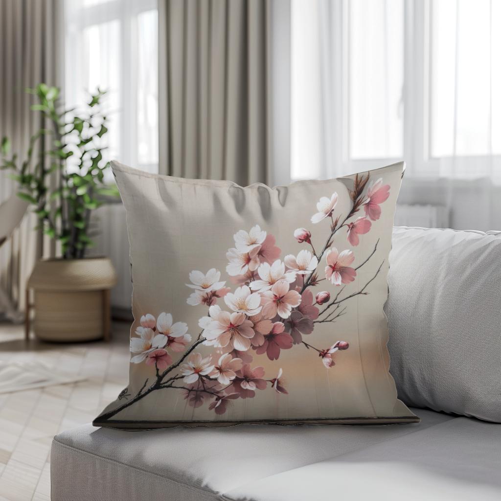 Cherry Blossom Elegance Cotton Cushion