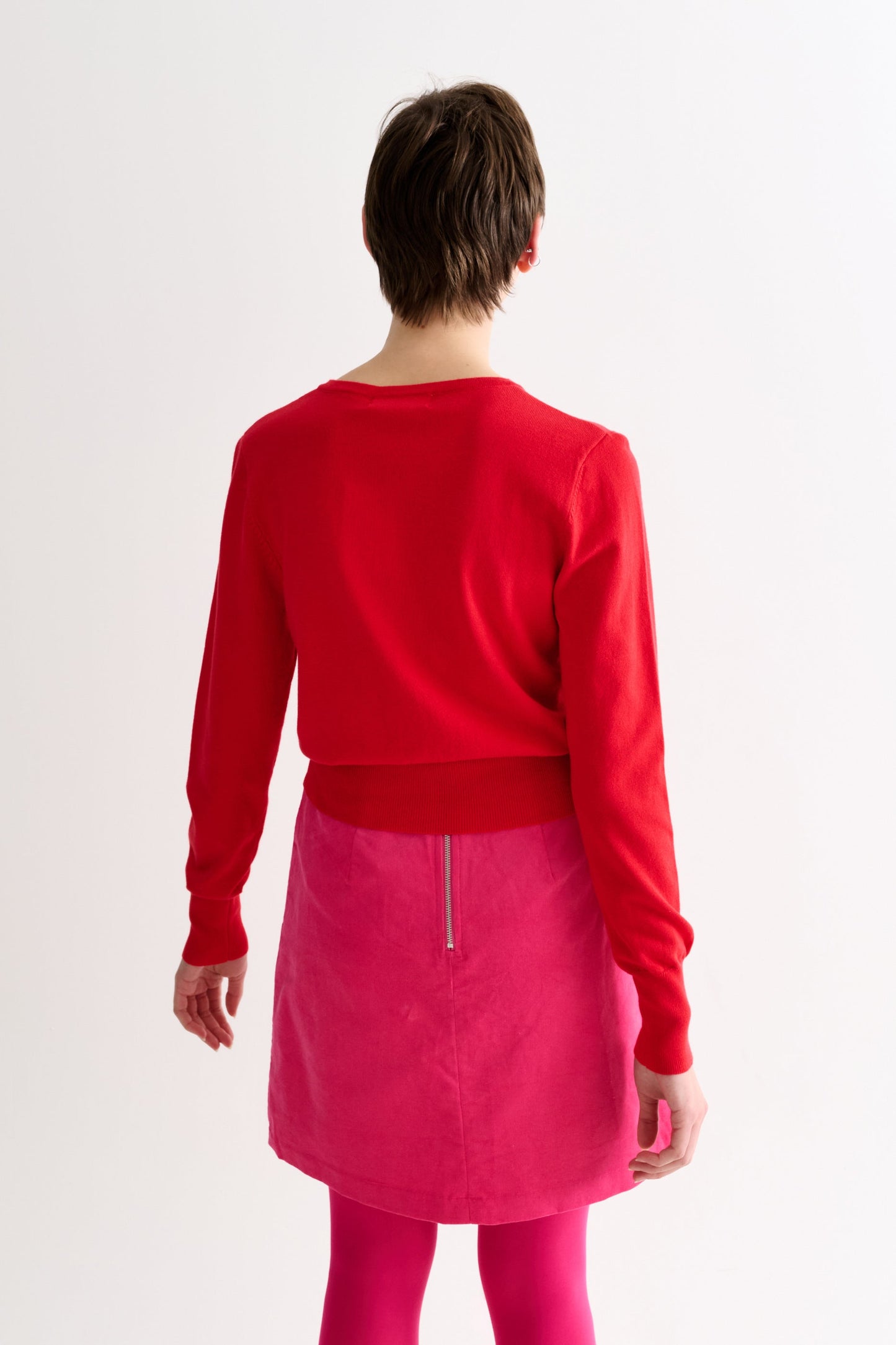 Ives Bow Trimmed Cardigan - Red