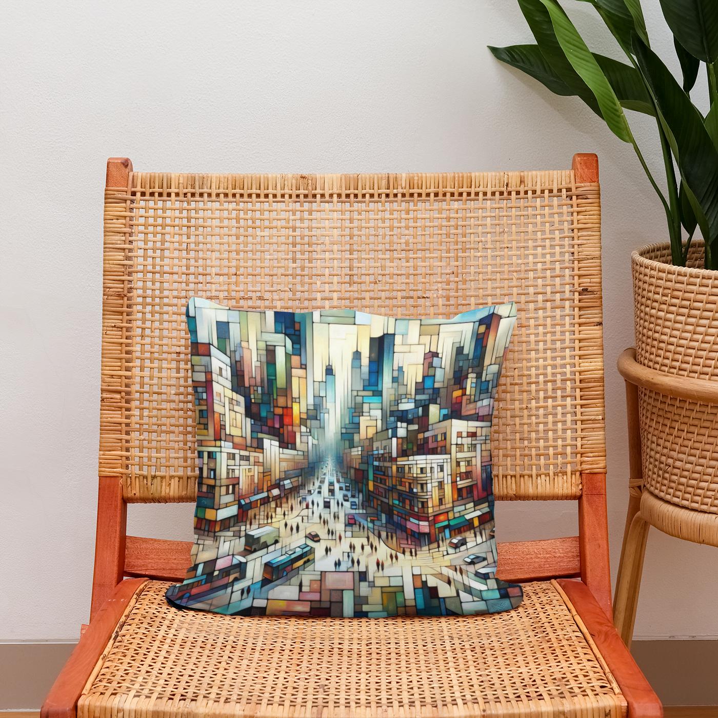 Abstract Cityscape Rhythms Cotton Cushion