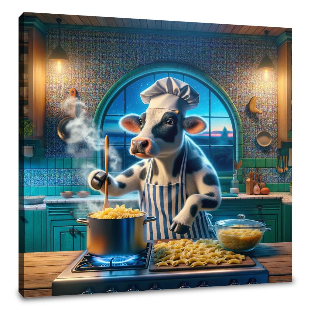 Pasta Chef Cow Canvas