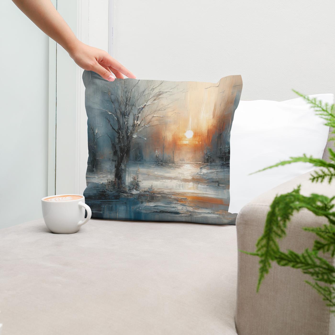 Winter Solitude Symphony Cotton Cushion