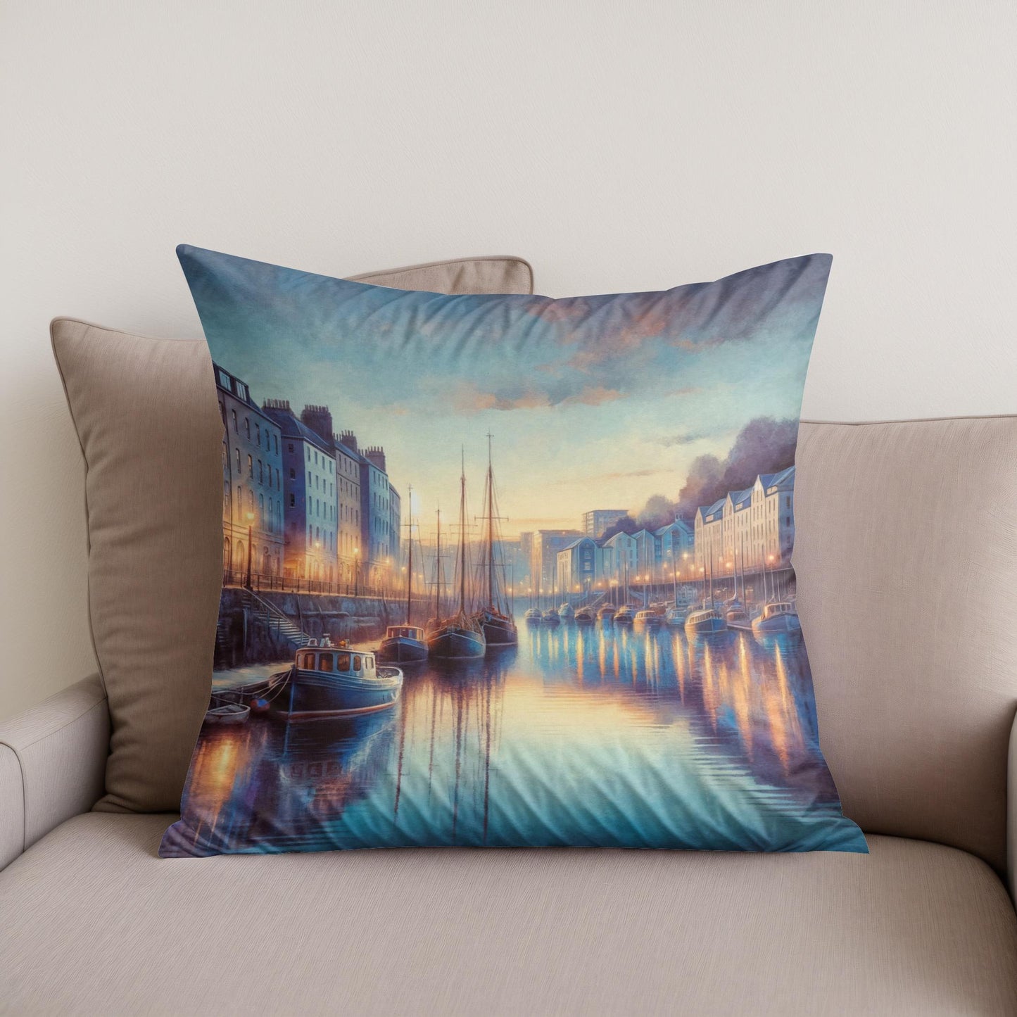 Bristol Harbourside Dusk Cotton Cushion