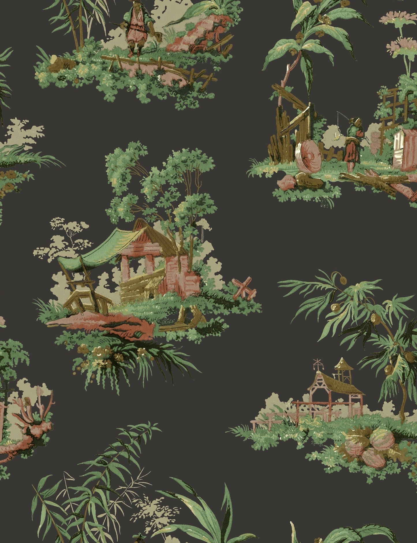 Vintage Oriental Wallpaper - Putty