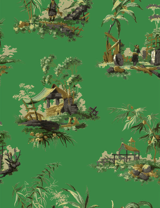 Vintage Oriental Wallpaper - Putty