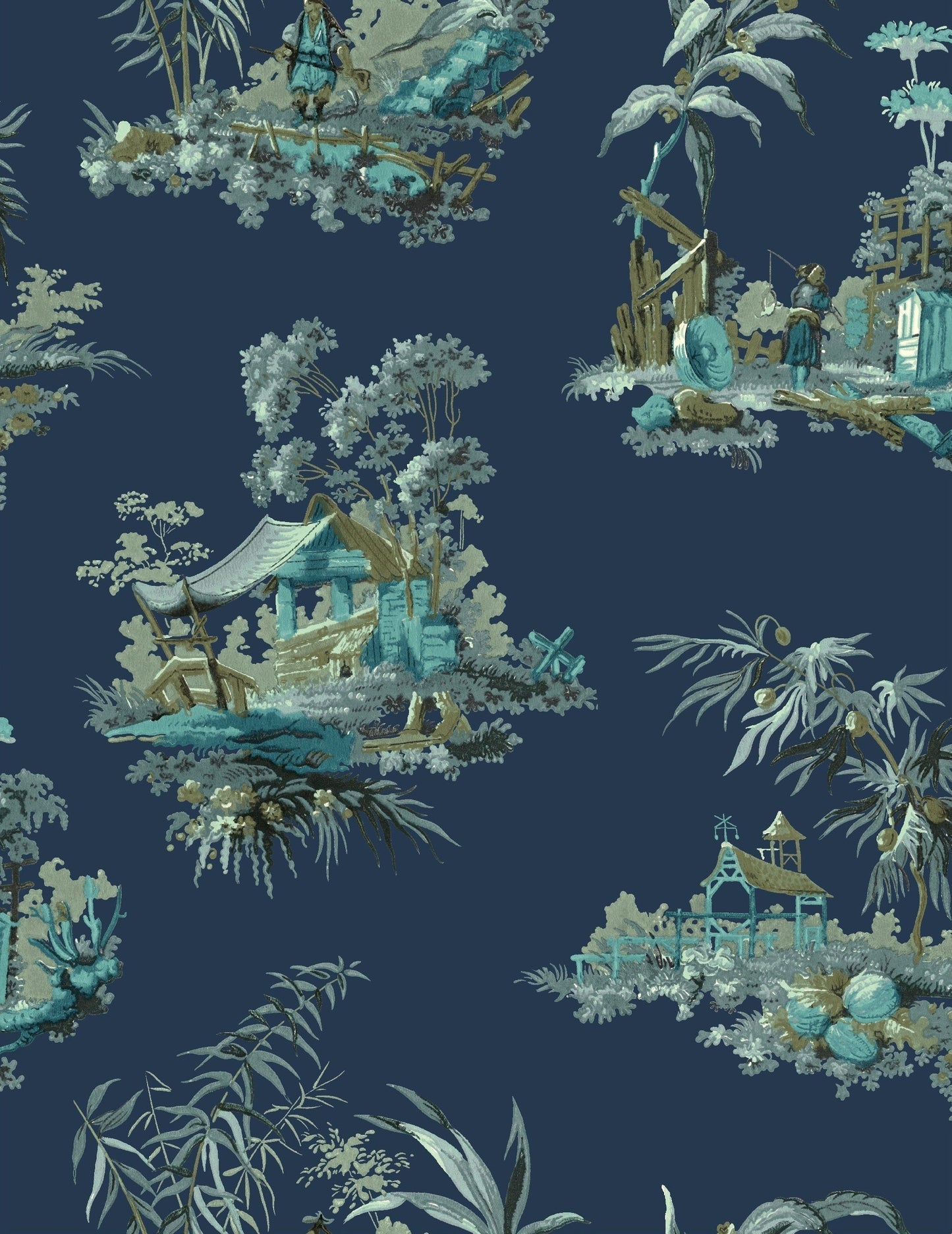 Vintage Oriental Wallpaper - Bright green