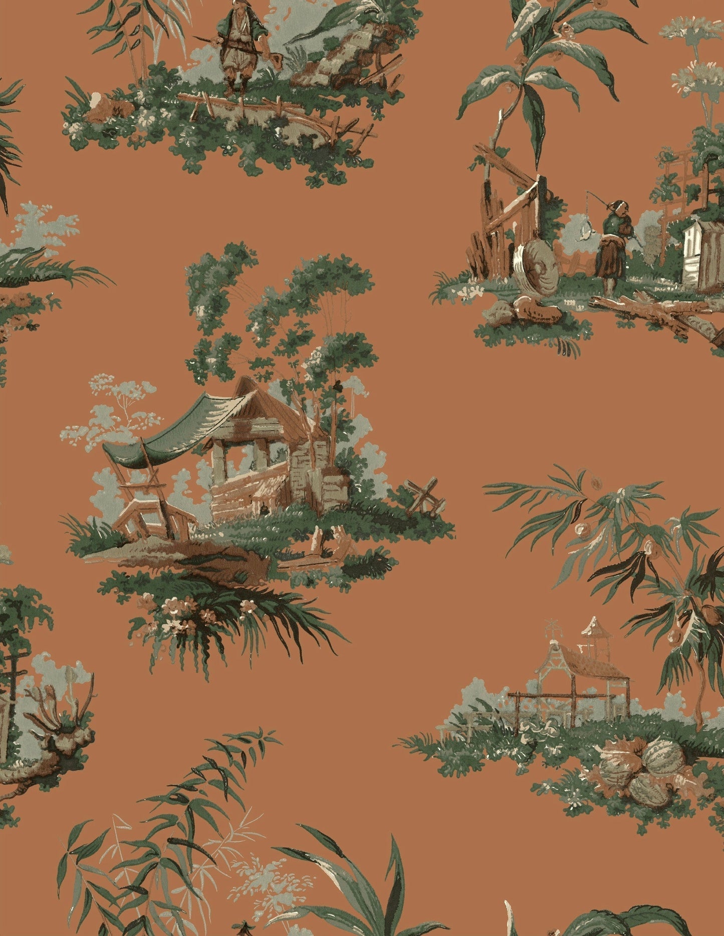 Vintage Oriental Wallpaper - Putty